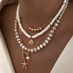 Necklace Layered Necklaces White Summer Jewelry Beach Style Vacay Necklace